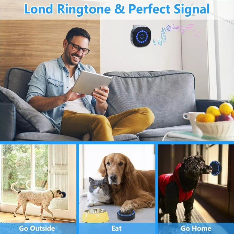 Chunhee Smart Wireless Dog Doorbell with extra large push buttons