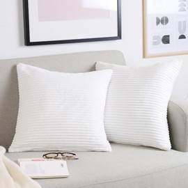 Blumtal Set of 2 Cushion Covers, 60 x 60 cm, Corduroy Decorative Cushion Covers with Hidden Zip, Sofa Cushion, Couch Cushion or Decorative Cushion, White