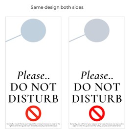 Hotel DND Do Not Disturb sign hanger for door, Sold in bulk Pack of 100 DND hanger signs. Same design both sides. Made with durable and thick PVC materials, 3 inch by 6 inch size. Suitable for Hotels