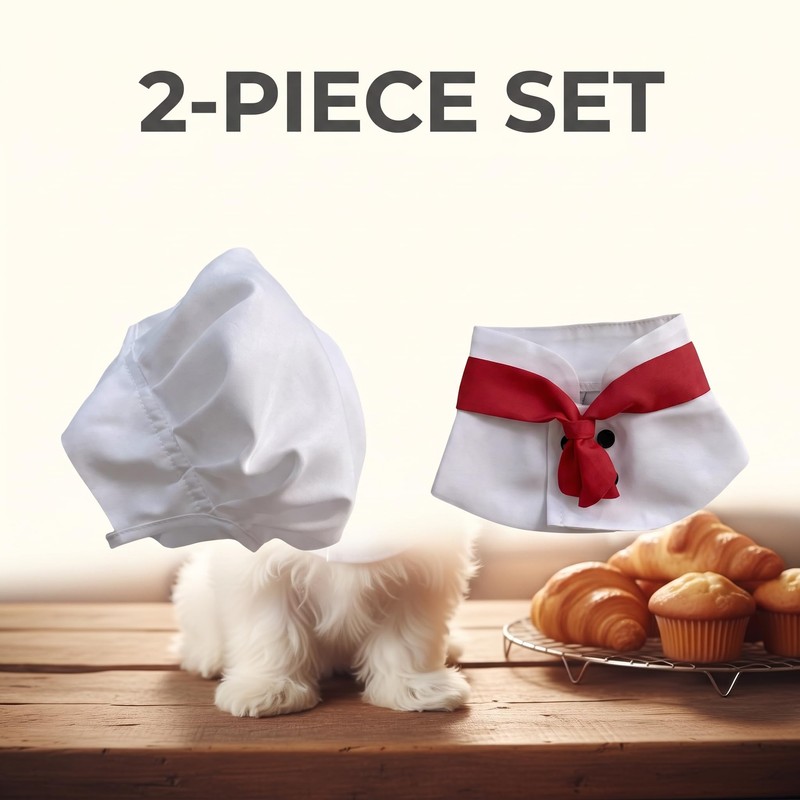 1 Set White Small Dogs Hat Photography Prop Funny Chef
