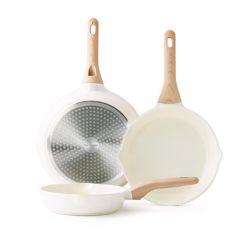 Kordisen Nonstick Ceramic Frying Pan Set, 3 Piece Ceramic Skillet