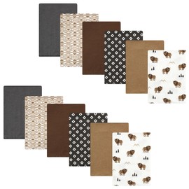 Hudson Baby Unisex Baby Cotton Flannel Burp Cloths Bundle, Wild Buffalo, One Size