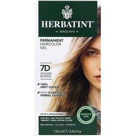 Herbatint Permanent Haircolor Gel, 7D Golden Blonde, Alcohol Free, Vegan, 100% Grey Coverage - 4.56 oz