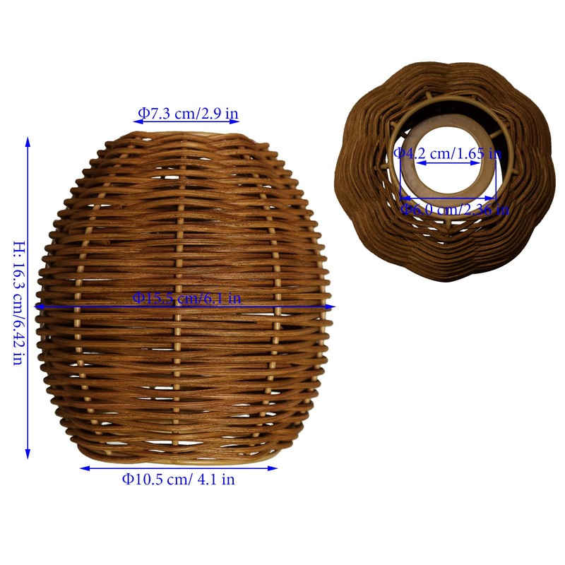 Woven Rattan Lamp shade replacement lamp shade Rustic Pendant Light