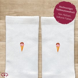 Geschenk mit Namen personalisiert by Shirtracer - Food Food - Ice Cream Socks Ice Cream Motif Tennis Socks Ice Cream I Waffle Ice Cream I Icecream, 02 white