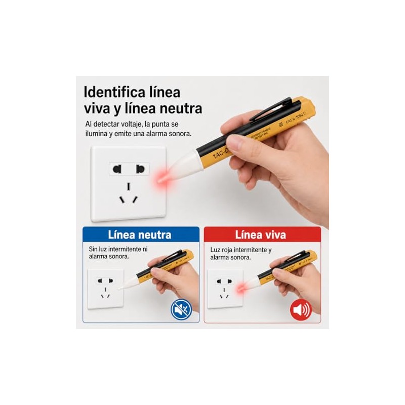 Probador de Voltaje Sin Contacto 2 Piezas con Linterna LED