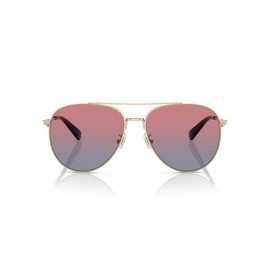 COACH Women's HC7169 Aviator Sunglasses, Shiny Light Gold/Blue Saddle Gradient, 57 mm