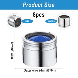 AstraGlam 8 Piece Tap Strainer Set, Aerator M18, Aerators for Taps, M18 for Aerator with 1 Mixing Nozzle Keys, Metal Faucet Trainer Insert, Tap Aerator for Bathroom, Kitchen