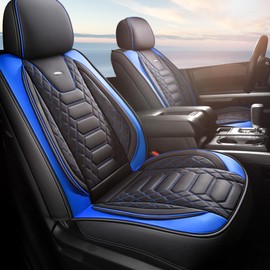 FREESOO Tundra 2 Front Seat Covers, Fit for Toyota Tundra 2007-2021 Crewmax Cab, Custom Truck Seat Covers with Waterproof Faux Leather BlackBlue