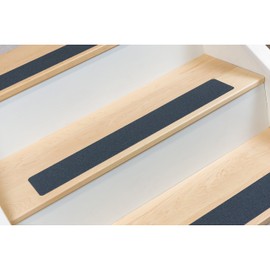 Steady Treads - Set of PVC-Free, Non-Slip Adhesive Stair Treads and Handy Installation Roller (15qty - 4" X 24" + Roller, Black)