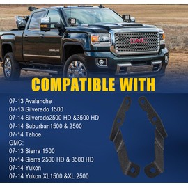 ADTOPI Black Metal Hood Mount Bracket for Offroad Light Cube Light Whip Antenna, Compatible with 07-13 Chevy Suburban Tahoe Silverado, GMC Yukon Sierra