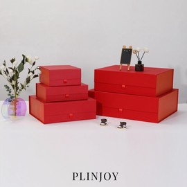 PLINJOY Extra Large Red Gift Box 16.5x14x5.5 Inches,Gift Boxs for Presents with Lid Magnetic Closure Collapsible,Bridesmaid Proposal Box,Birthday, Christmas,for Clothes and Large Gifts