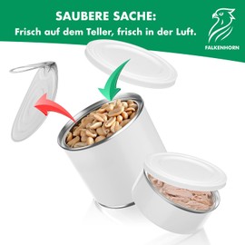 FALKENHORN Dosendeckel Weiß – 2x Deckel 84mm für Konservendosen – Kunststoff, spülmaschinengeeignet, BPA-frei – ideal für Thunfisch, Erdnüsse, Hundefutter