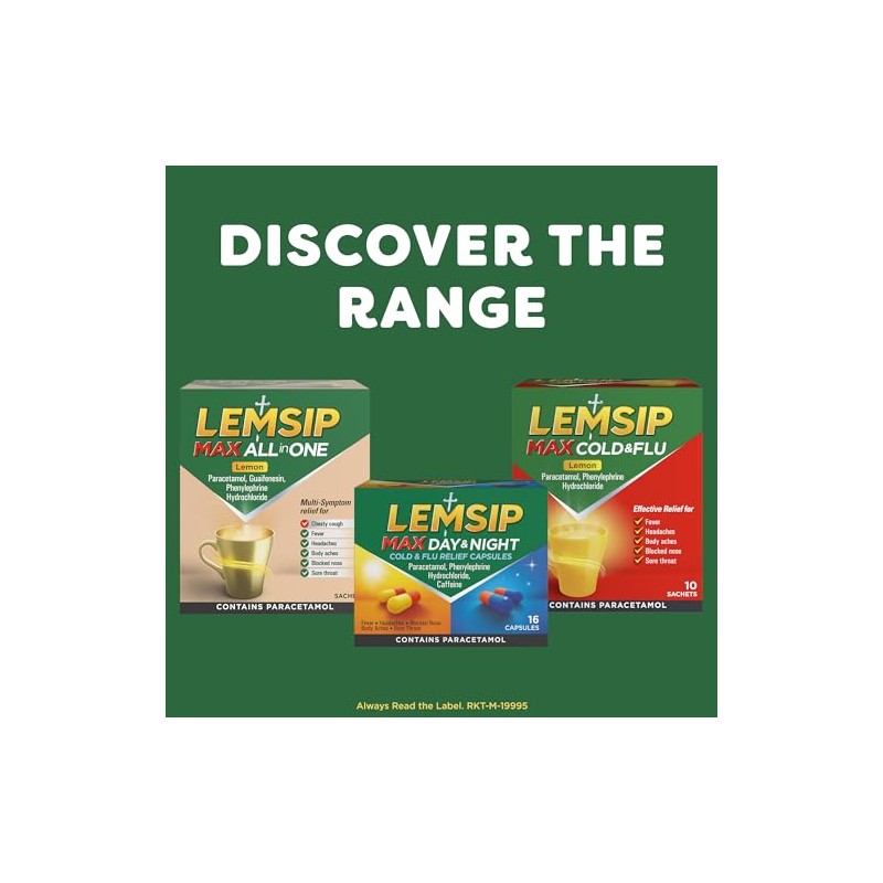 Lemsip Max Cold & Flu Lemon Capsules, 16 Capsules