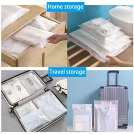 30PCS Frosted Slide Zip Plastic Bags,Large Ziplock Space Saver Bags For Storing Luggage,Clothes,Shoes,3.2 Mil Reclosable Clear Poly Bags,10x14 inch, 14x18 inch,16x20 inch 3 Sizes