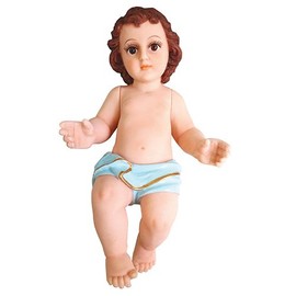 Love's Gift Baby Jesus with Glassed Eyes and Eyelash Figurine Nativity Statue Christmas Figurine Niño Dios Nativity (14 Inch, Blue)