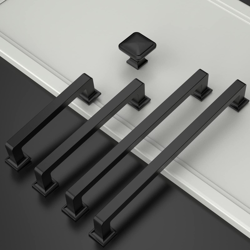 Amerdeco 10 Pack Matte Black Cabinet Pulls 3 Inch(76MM) Hole