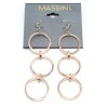 Massini Triple Link Long Gold Drop Earrings #E1374