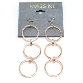 Massini Triple Link Long Gold Drop Earrings #E1374