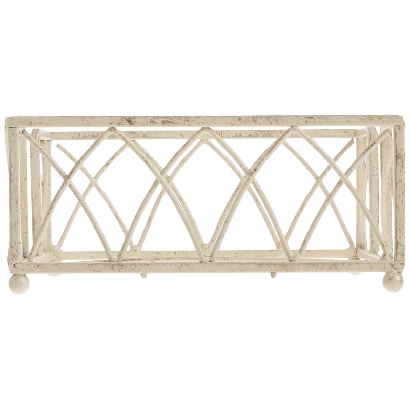 Boston International Cocktail Napkin Caddy, Arch Design in Antique White