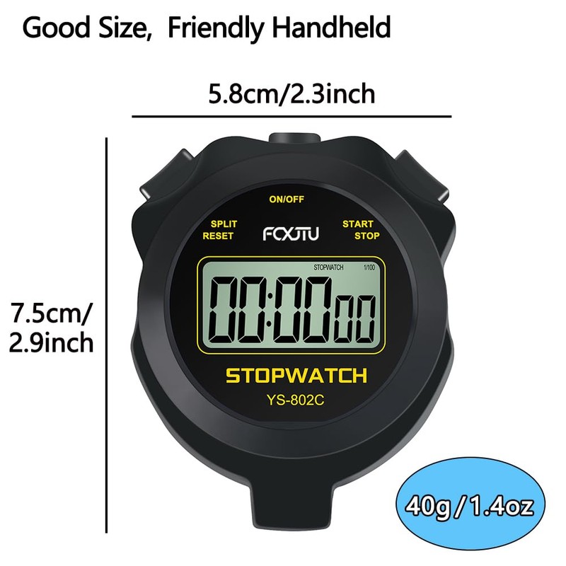 FCXJTU Simple Digital Sports Stopwatch, No Bells, No Clock, No