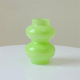 JSPYFITS Ins Moderne Vasen, Hydroponische Glasblumenvase, Tulpenvase Glasblasenvase für Blumen, Doppelte Kugeln Farbige Glasvase für Dekoration, Geometrische Glasvase für Haus/Büro/Party（Milchig Grün）