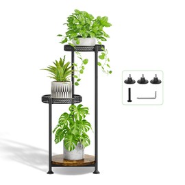 Oppro Plant Stand Indoor Outdoor Clearance, 3 Tier Metal Flower Shelf Pot Holder, Tall Multiple Plants Corner Rack Narrow Display Organizer for Patio Orchid Office Porch Living Room Garden, Black