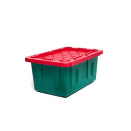 HOMZ Holiday Plastic Storage Container, 2 Pack, Red/Green, 2 Count