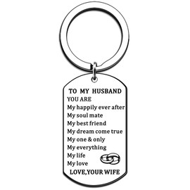 JMIMO Husband Keyring Anniversary Valentine's Day Gifts for Husband Him Husband Gifts from Wife Husband Birthday Christmas Presents