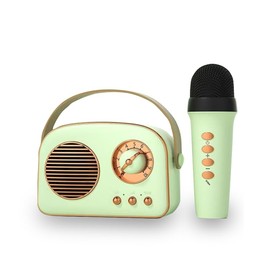 Rucfhh Mini Cute BT Speaker, BT20 Small Vintage Cordless Speaker with 1 Microphone for Bedroom, Desk, Office Support TF Card Kalaok USB Drive AUX Audio TWS Light Green