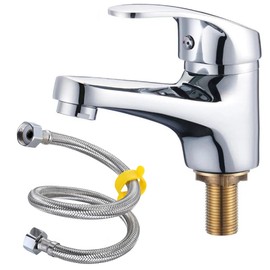 PLEAVIT Water Faucet Single Lever with Connection Hose for Washbasin Bathroom Bathroom Outdoor Standing Faucet Hand Wash