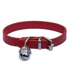 Red Leather Pet Collars for Cats,Baby Puppy Dog,Adjustable 8"-10.5" Kitten Collar with Bell