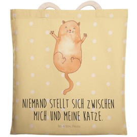 Mr. & Mrs. Panda Hugging Cat Shopping Bag, yellow