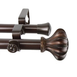 Rod Desyne Flair Double Window Curtain Rod Set, 120 to 170-Inch, Cocoa