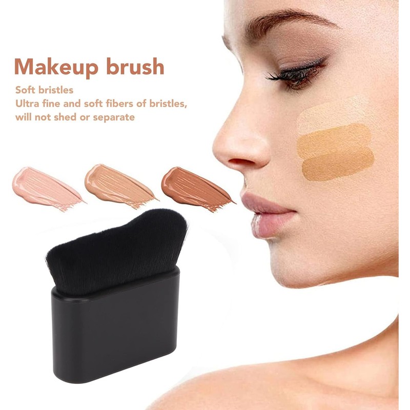 Brocha Bronceadora YUYTE, Pincel Plano Sintético Negro, Nailon, Para Bronceador,