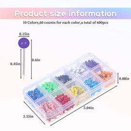BOHUIZ 600Pcs Round Head Push Pins Map Tacks, Colored Map Push Pins Map Tacks Marking Pins Plastic Round Head Tacks with Steel Points for World Map, Cork Board, Fabric Marking, DIY