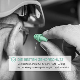 Shush Worker Earplugs - Hearing Protection for Work - With Ceramic Filter (SNR 23 dB) - Work Safety Earplugs - Prevent Hearing Damage in the Workplace - Reusable and Hypoallergenic 365 Times