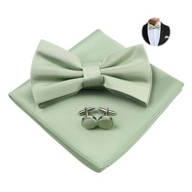 YZROHYI Bow Tie Suit Set, Bow Tie with Pocket Square and Cufflinks, Tie Set for Men, Adjustable Silk Bow Tie Elegant Suit Accessories Men for Wedding, Birthday, Ball