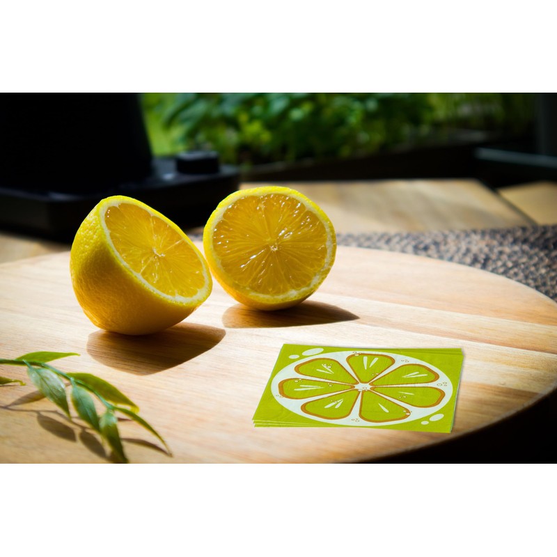 32Pcs Lemon Disposable Paper Dessert Napkins, 6.5in