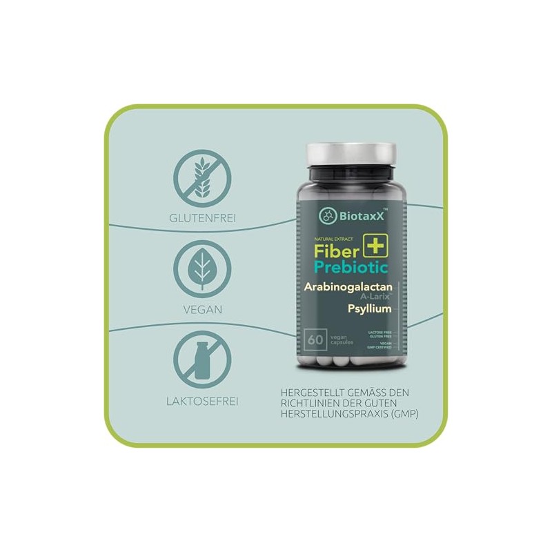 Psyllium Husk (Plantago ovata) + Arabinogalactan ≥95% - 660 mg,