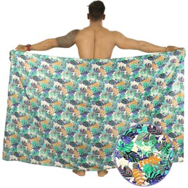 HAPPY BAY Men's Pareo Swimwear Cover Up Wrap Beach Lava Lava Summer Long Vacation Sarongs Hawaiian Sarong For Men One Size Multicolored, Leaves