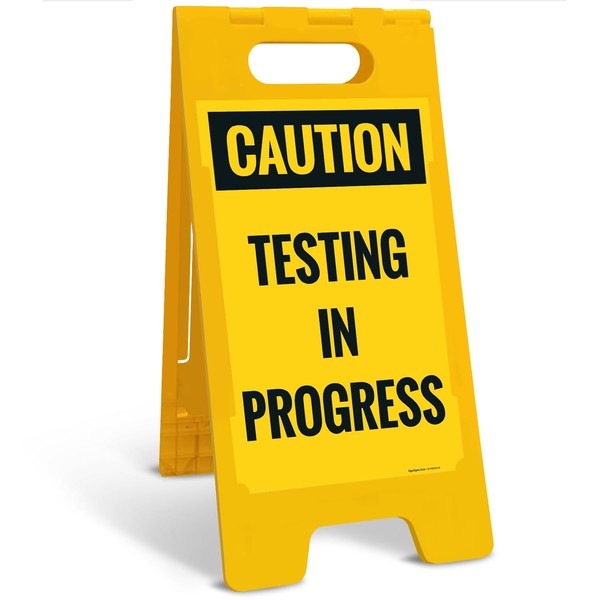 Caution Testing in Progress Sidewalk Sign Kit, 10x16 Inches, with