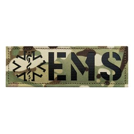 IR Infrared EMS EMT Star of Life Back Panel Patch Laser Cut Patch (Camo, 6X2 INCH)