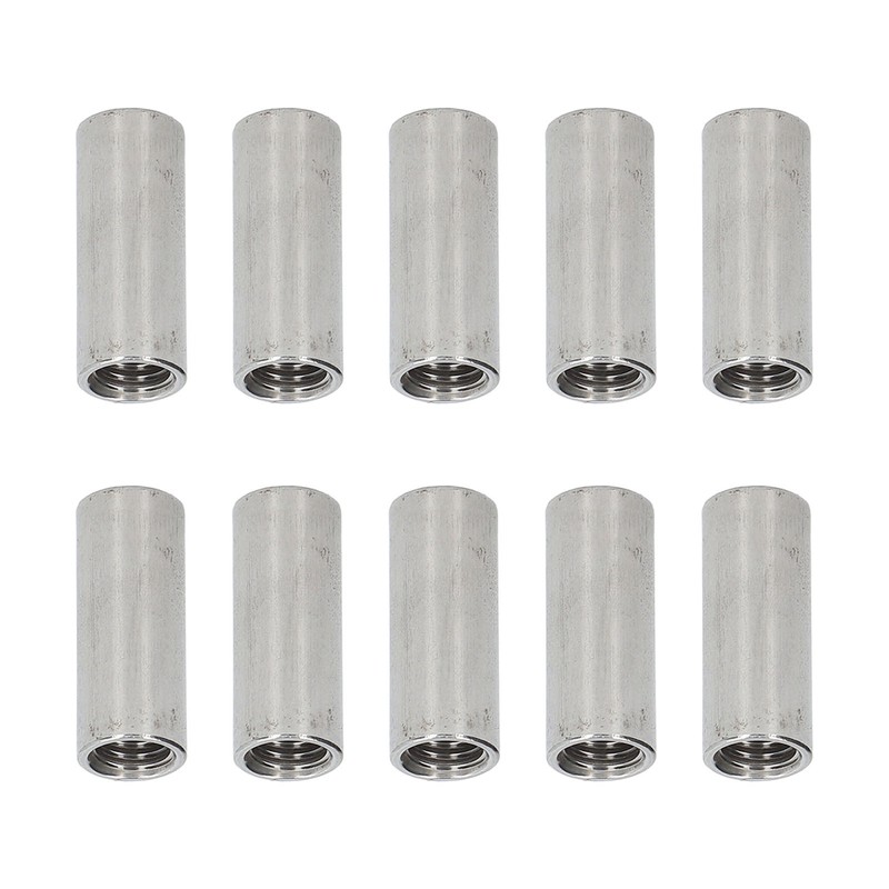 10PCS Round Coupling Nuts 304 Stainless Steel Female Thread Cylindrical
