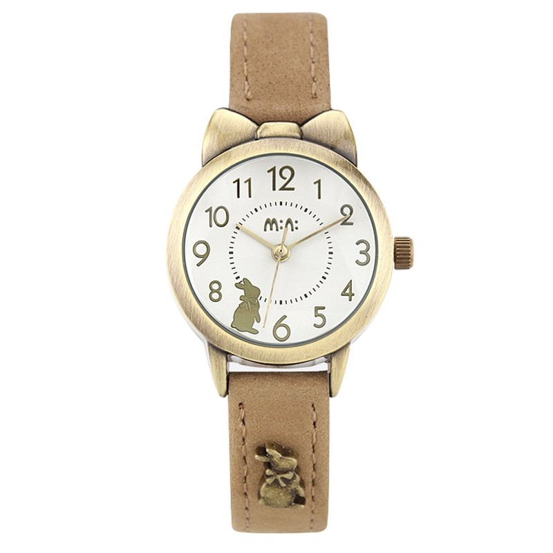 Cute Girls Ladies Watch,FQ234 Gray Genuine Leather Strap Girls Student