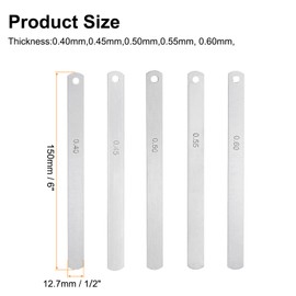 HARFINGTON 5 Blades Metric Steel Feeler Gauge Set, 0.4mm-0.6mm Thickness Filler Gauge, Offset Valves, Guitar Gauge Gage Measuring Tool, for Gap Width Thickness Measuring