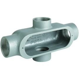 Killark OX 1 X Type Conduit Body, Aluminium, 1/2" Hub, 1 3/4" Width, 1 11/16" Height, 5 3/8" Overall Length, 4 Cubic Inch Volume