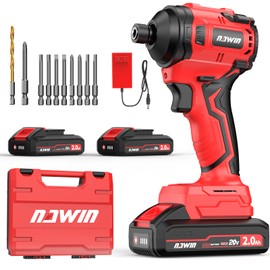 NAWIN Cordless Impact Driver Kit 20V Max Torque 240Nm（177ft-lbs）High Rotation Electric Impact Driver Brushless Motor Continuously Variable Rechargeable 1/4" impact driver 2.0Ah Batteries