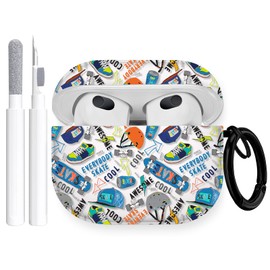Gedicht for Airpods 3rd Generation Case, Cute Cool Hat Skateboard Pattern TPU Soft Cases for Airpods 3rd Case Cover, Shockproof for Airpods 3 Case Men Women with Cleaner Kit & Keychain