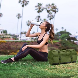 Lyweem Large Travel Duffle Bag for Men with Shoe Compartment 60L Tactical Duffel Bag Backpack Women Weekender Overnight Bag for Gym Bags, Army Green